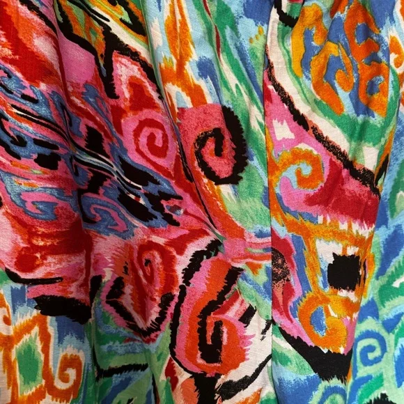 Caleooa Abstract Print Wide Leg Pants NWT Size L | Colorful Resort Palazzo Pant - Picture 3 of 7